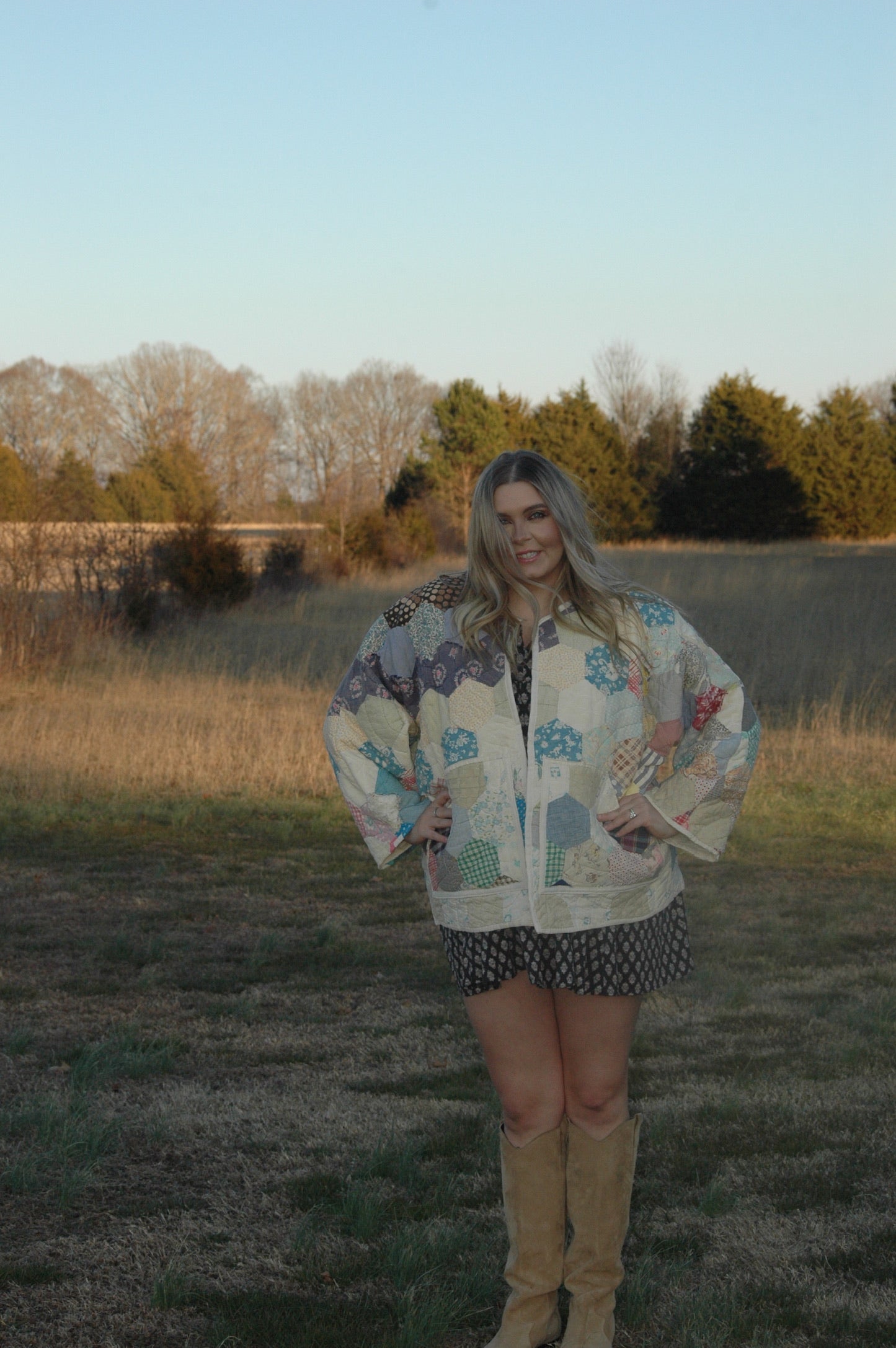 Vintage Hexagon Medallion Quilt Jacket