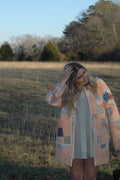 Vintage Peach Bowtie Patchwork Quilt Jacket
