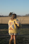 Vintage Yellow X-in-Square Quilt Jacket