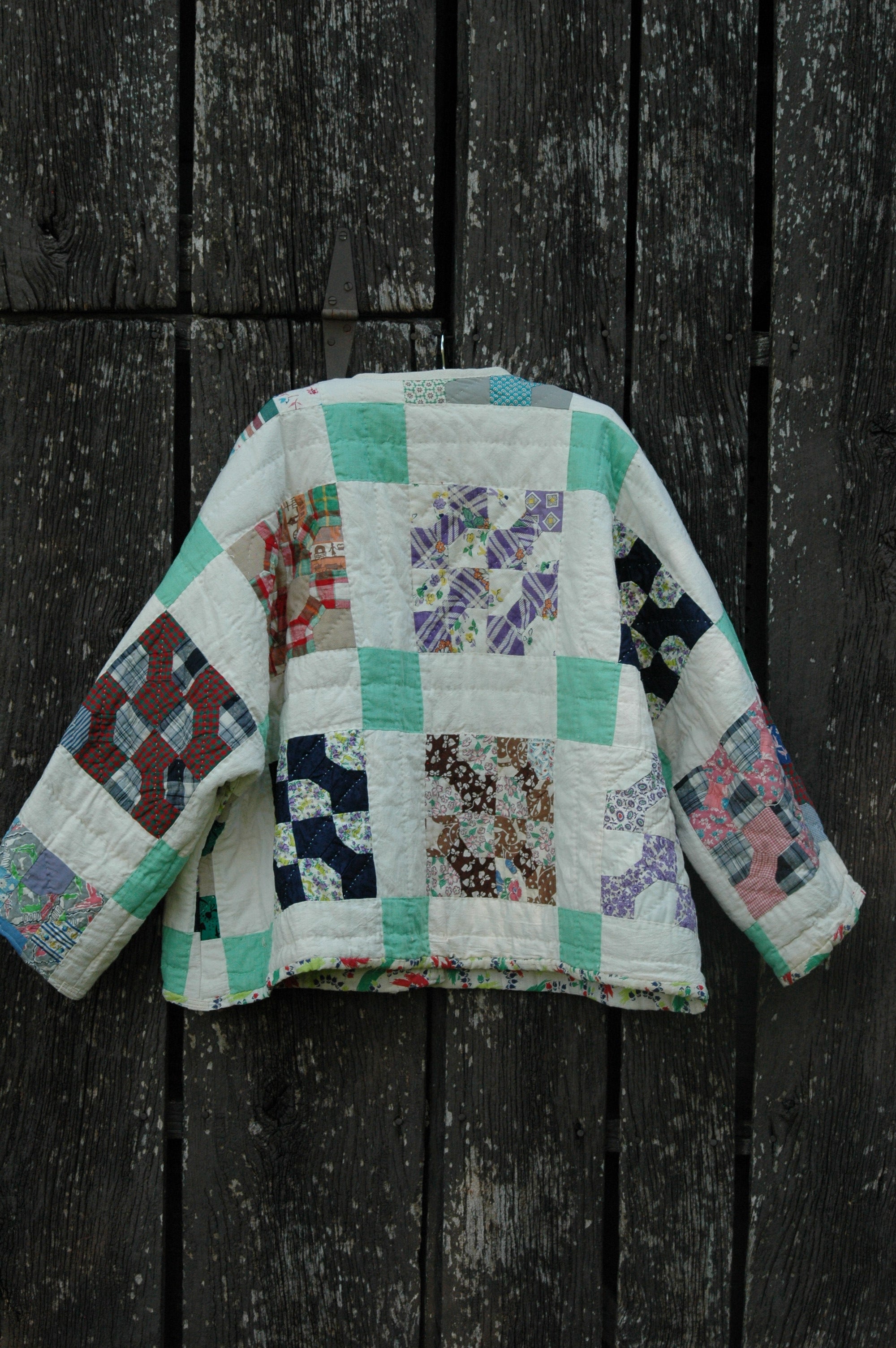 Vintage Block Bowtie Quilted Jacket with Pockets