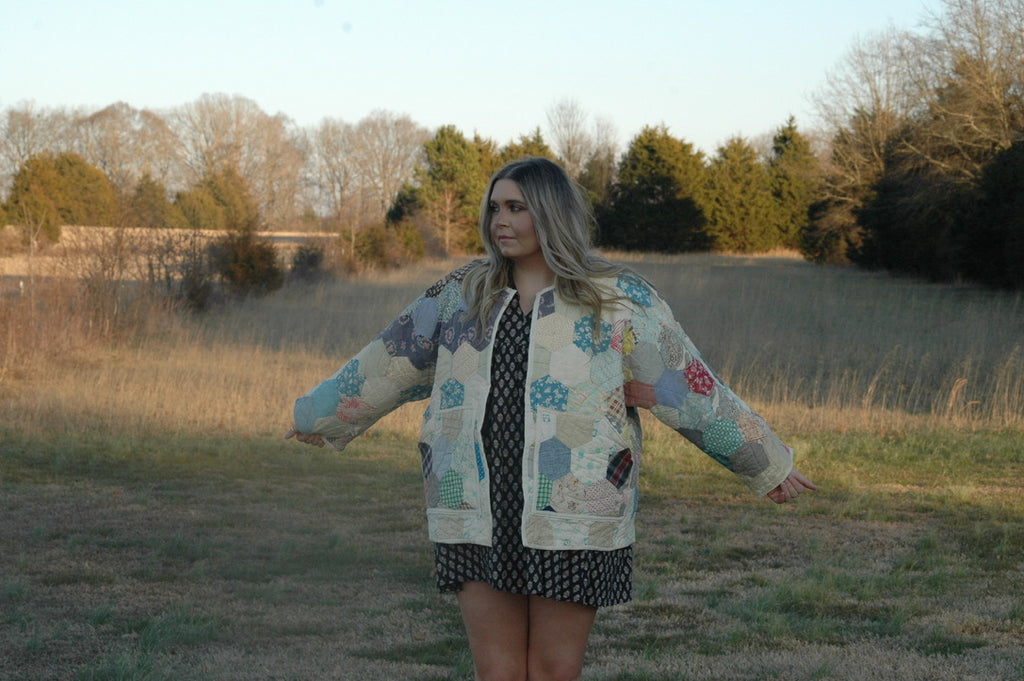 Vintage Hexagon Medallion Quilt Jacket