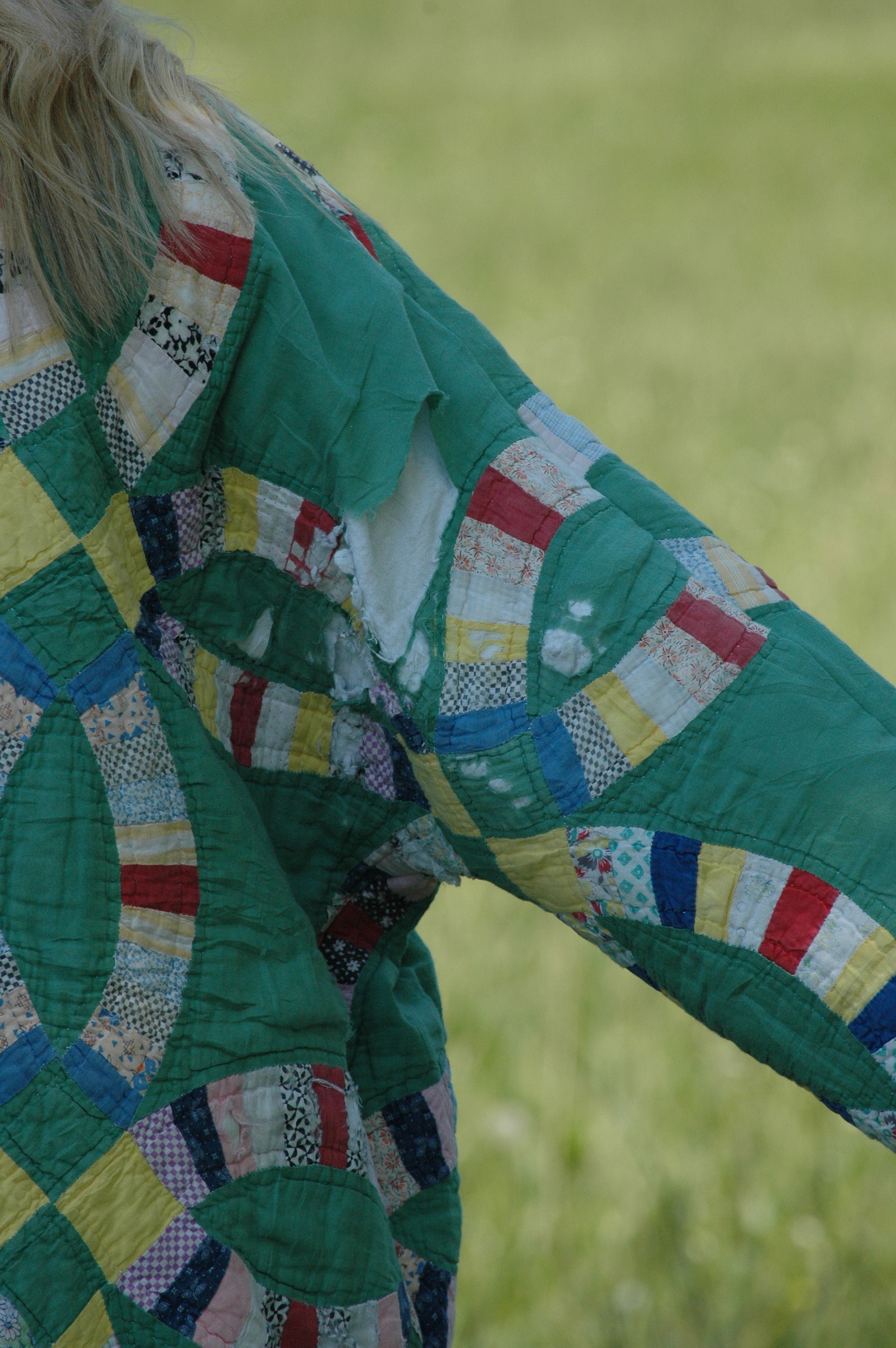 Vintage Green Wedding Ring Quilted Jacket with Pockets