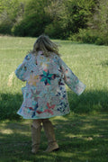 Vintage Patchwork Long Quilted Jacket with Pockets