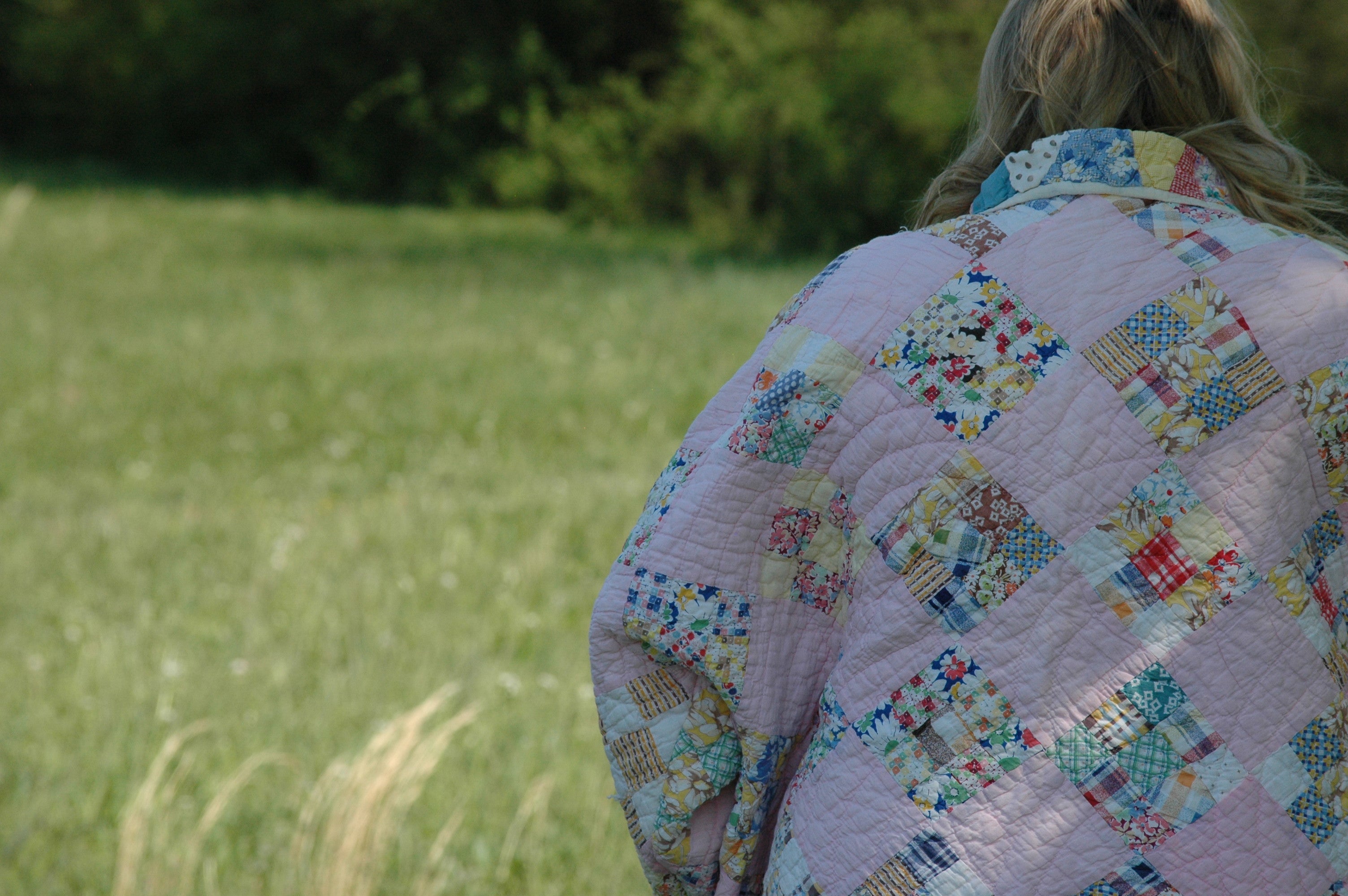 Vintage Pink Patchwork Quilted Jacket with Pockets & Collar