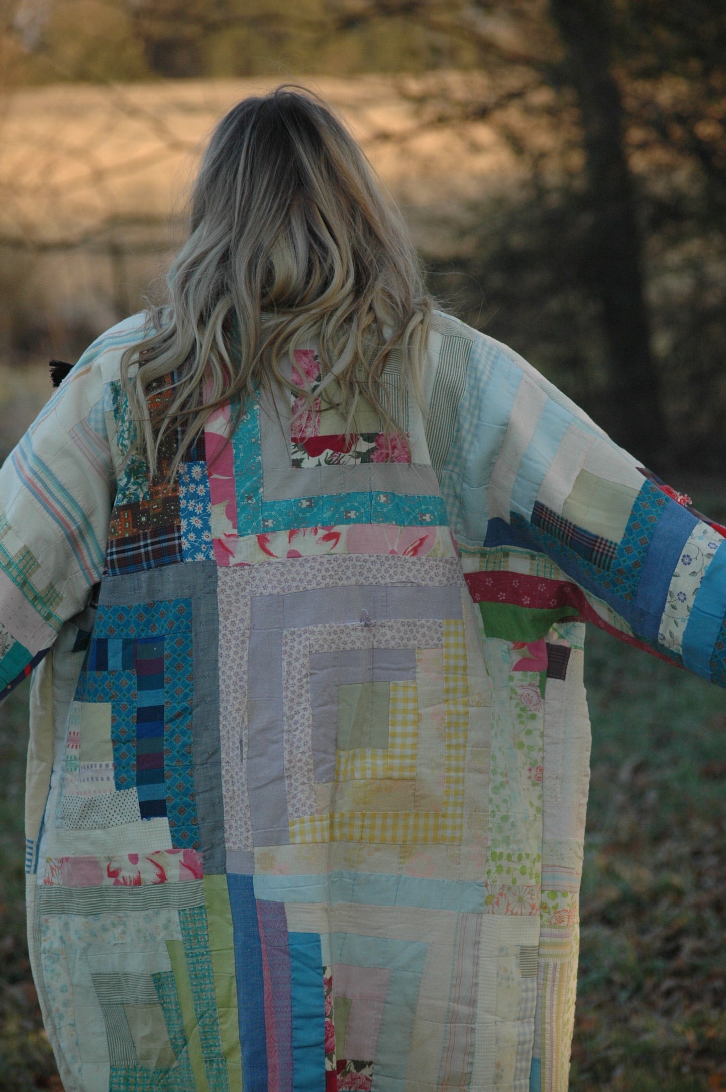 Vintage Log Cabin Patchwork Quilt Jacket