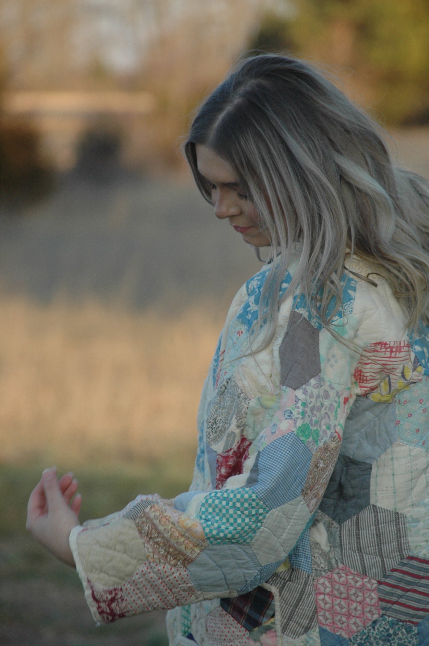 Vintage Hexagon Medallion Quilt Jacket