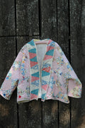 Vintage Pink Patchwork Quilted Jacket with Pockets & Collar