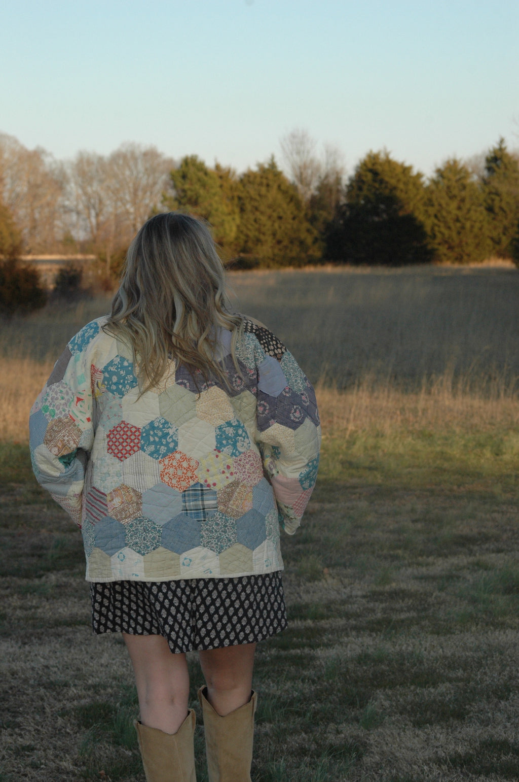 Vintage Hexagon Medallion Quilt Jacket
