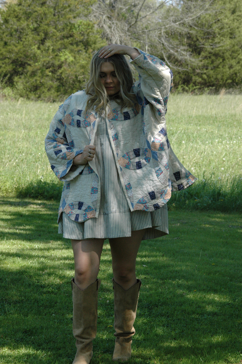 Vintage Cream Wedding Ring Quilted Jacket