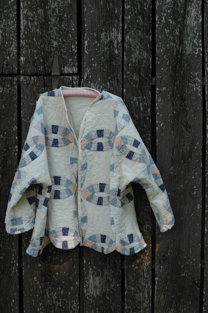 Vintage Cream Wedding Ring Quilted Jacket
