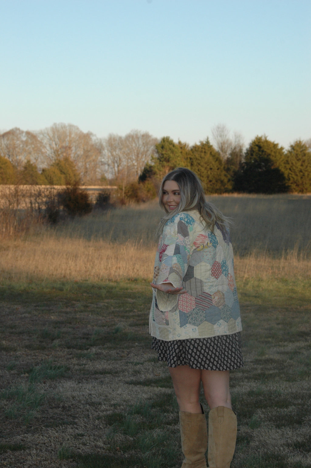 Vintage Hexagon Medallion Quilt Jacket