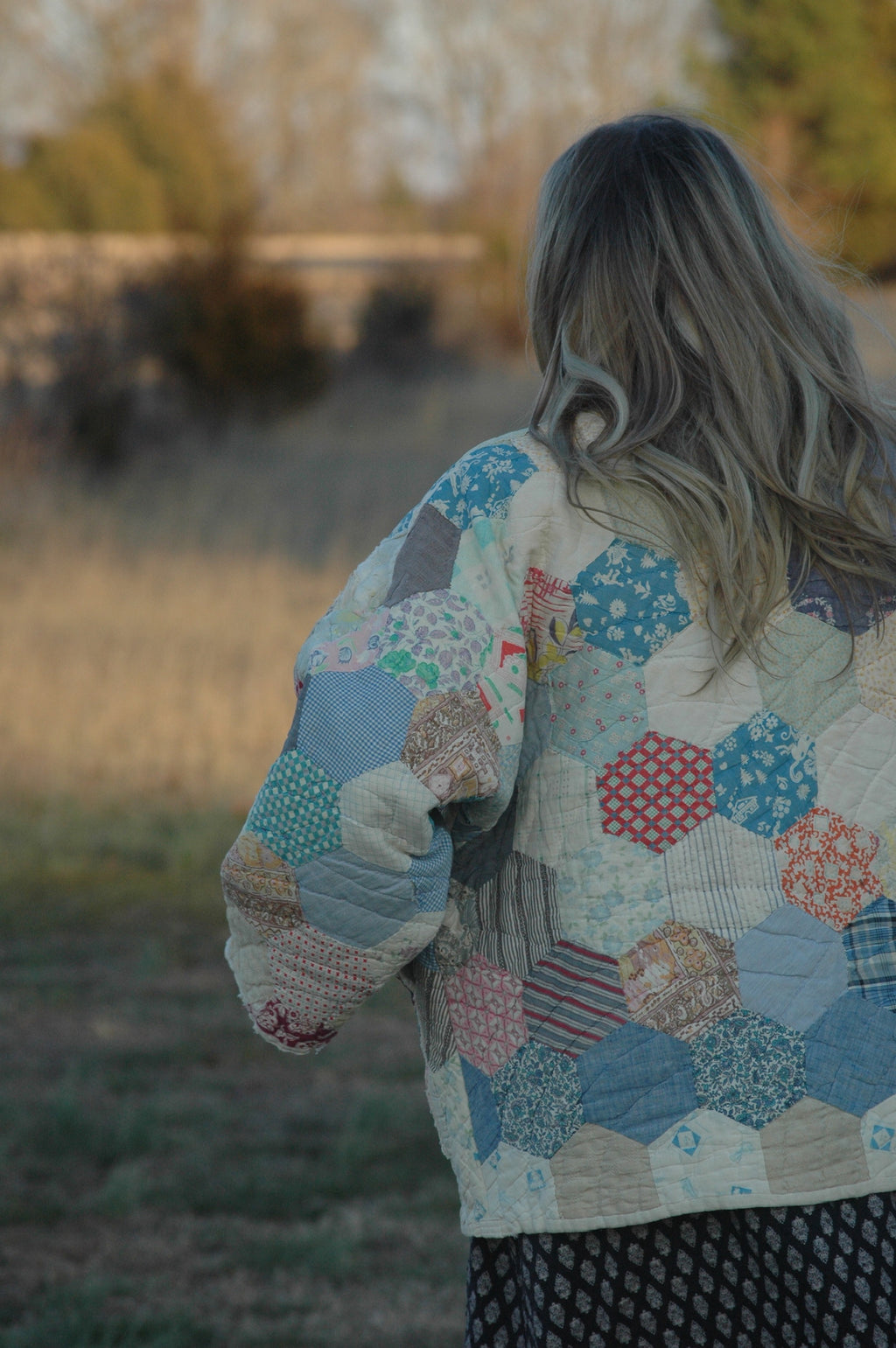 Vintage Hexagon Medallion Quilt Jacket