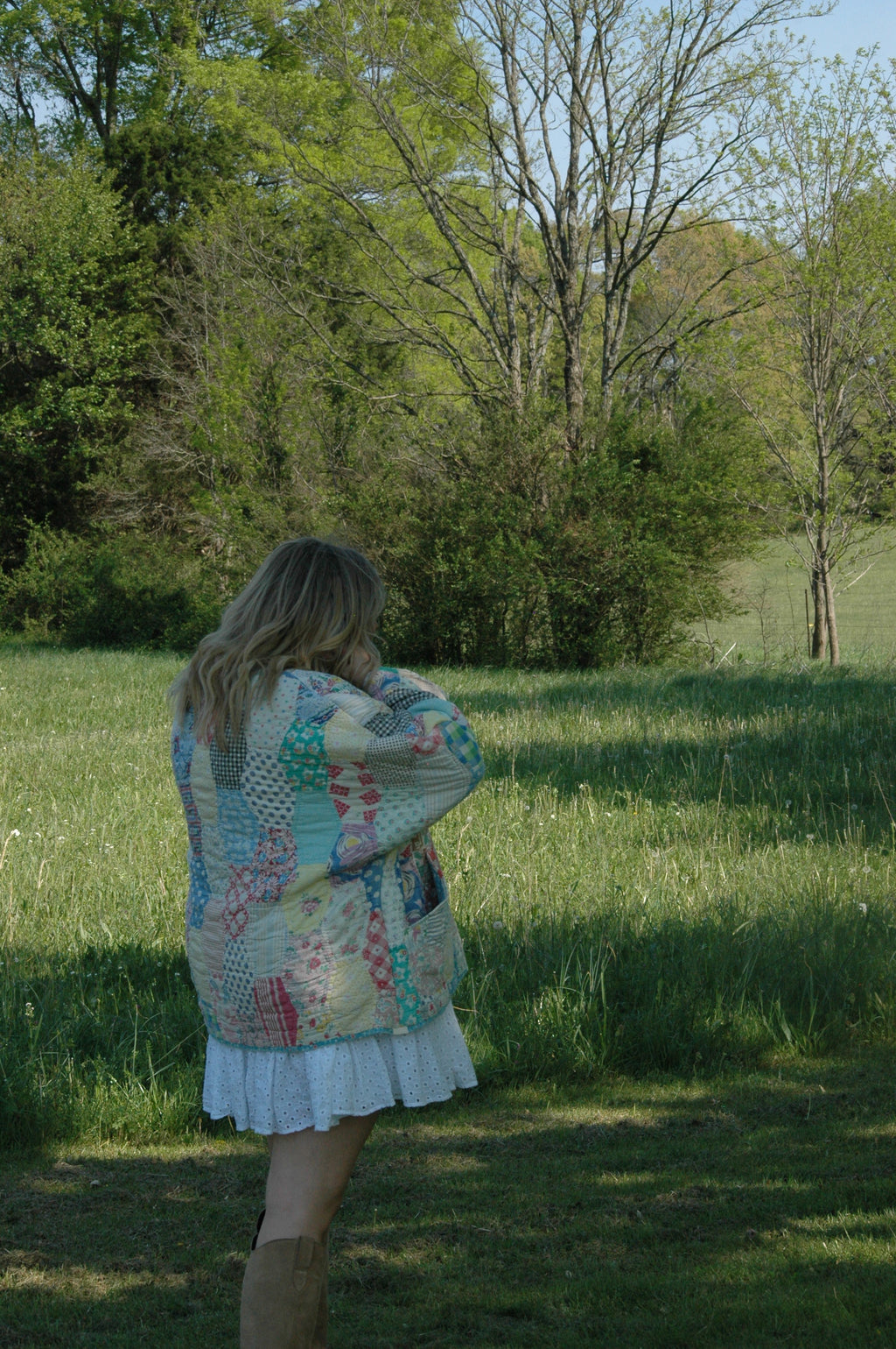 Vintage Feed Sack Multi Color Quilted Jacket with Pockets