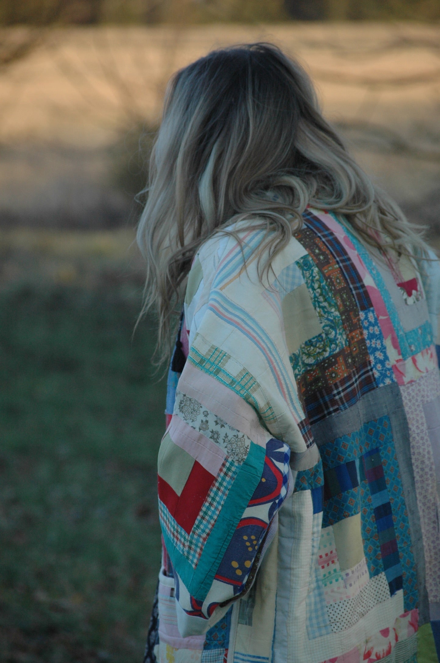 Vintage Log Cabin Patchwork Quilt Jacket